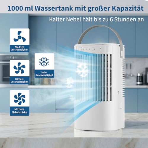 Kompaktes Design der portablen Klimaanlage Mr.Pufferfish von oben. - Detailansicht von Mobile Klimaanlage 120°...