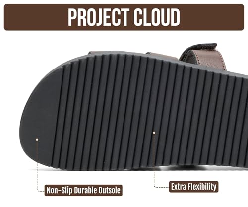 Image of Project Cloud 100% Genuine Leather Sandals for Women Footwear - Stylish Womens Sandals with Plush & Soft Insole - Non-Slip and Water-Resistant Beach Sandals Slides for Women (Mayvy)