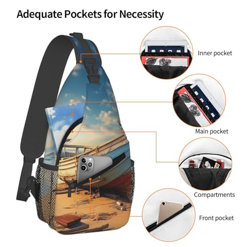 Boat On The Beach Stylish Men'S Messenger Bag - Durable Polyester, Huge Capacity & Adjustable Strap4