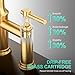 Bridge Kitchen Faucet Brushed Gold: 3 Holes Brass Bridge Faucet with Pull Down Sprayer - Two Handles 8 Inch Centerset Kitchen Sink Faucet, 360° Swivel Spout