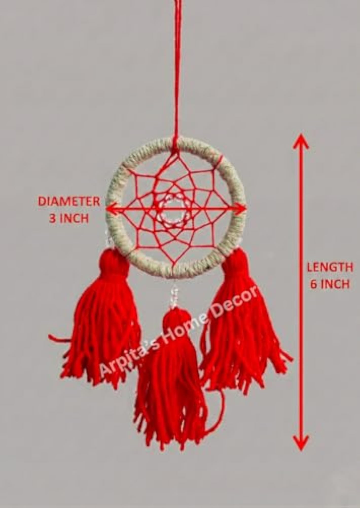 Handmade Red Dream Catcher for Car Rear View Mirror
