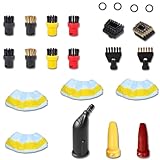 23 Stück Zubehör für Kärcher Dampfreiniger SC1 SC2 SC3 SC4 SC5, Profi Ersatzteil-Kit inkl. Großen & Kleinen Rundbürsten (Nylon & Messing), Power-Düsen, Mikrofaser-Bezügen & O-Ringen