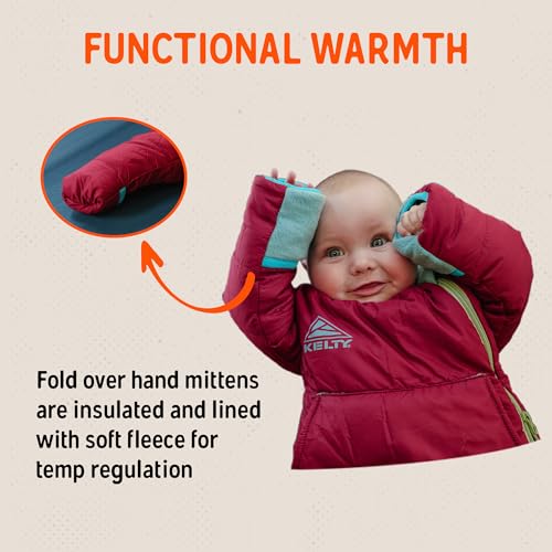Image of Kelty Space Cadet Infant and Toddler Sleeping Bag (30 or 40F /8M to 2T) | Cozy and Warm, Arms Out Design, 40F Degree Rating, Fleece-Lined Hand Covers, Snap Back Buttons, Machine Washable