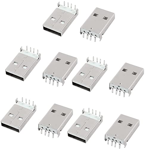 USB Male Type A Plug 90 Degree 4-Pin SMD SMT Jack Solder Connector - 10 Pcs