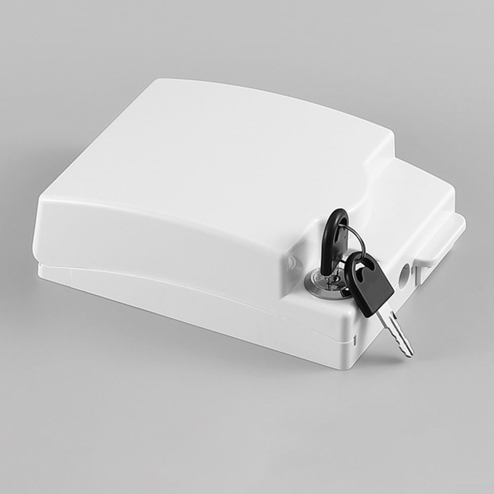 Lockable Socket Box with Key, Waterproof Electrical Outlet Cover, Self-Adhesive Switch Protector for Outdoor Bathroom, Plastic Case, 142x109mm(Black)