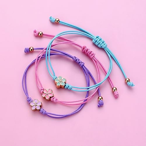 DOYYCA Friendship Bracelets Matching Flower Best Friend Bracelet Gifts for 3 Women BFF3