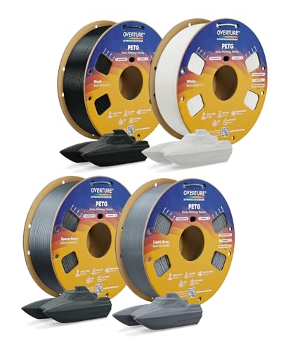 Image of OVERTURE PETG Filament 1.75mm Bundle 4kg, High Speed 3D Printer Filament, Neatly Wound & Clog-Free, 4 Pack 1kg(2.2lbs), Accuracy + /- 0.02mm, Fit Most FDM Printers (4 Color)