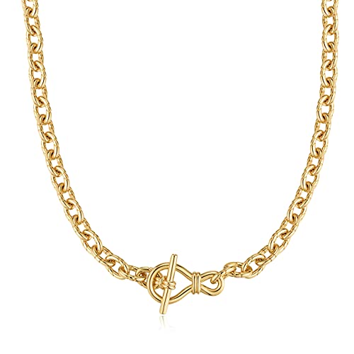 FRUMOS Layered necklaces for women cuban chain necklace for women 18K gold-plated necklace thickness chain Dainty fashion jewelry for Women Girls(Twisted thick chain)