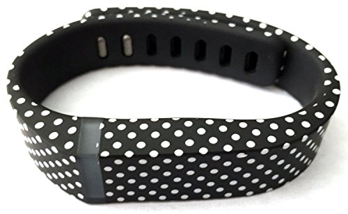 1pc Small S Black with White Dots Spots Replacement Band With Clasp for Fitbit FLEX Only /No tracker/ Wireless Activity Bracelet Sport Wristband Fit Bit Flex Bracelet Sport Arm Band Armband