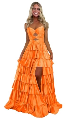 CCohills Tiered Ruffle Prom Dresses for Women 2026 Sparkly Long Strapless Cut Out Corset Formal...