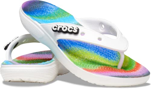 Crocs Unisex Men's And Women's Classic Flip Flops, White/Multi, 8 Us #TOP6