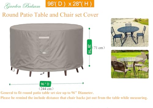 Heavy-Duty-Waterproof-Patio-Furniture-CoversFade-Resistant-Round-Outdoor-Table-and-Chair-Covers-Round-96Diax28H-Beige