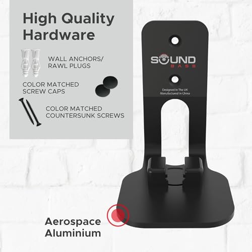 Sound Bass ONE, ONE Gen 2, ONE SL & Play:1 Wall Mount Bracket, Twin Pack [2pcs], Black, Compatible with Sonos ONE, ONE Gen 2, ONE SL & PLAY1 Speaker