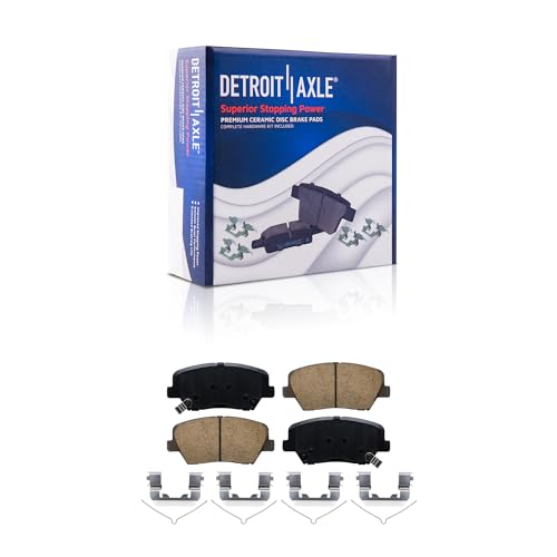 Image of Detroit Axle - Front Brake Kit for 2016-2020 Kia Sorento | 2017-2018 Santa Fe Sport, Drilled and Slotted Disc Brake Rotors Ceramic Brake Pads w /Hardware Replacement 12.60 inch inch Rotors
