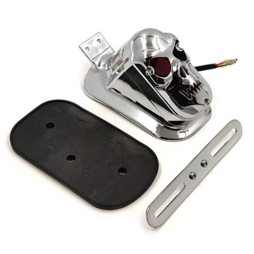 Httmt Xh3118B-B-Cd Chrome Red Metal Skull Brake Tail Light Signal Compatible With Motorcycle Bike #TOP3