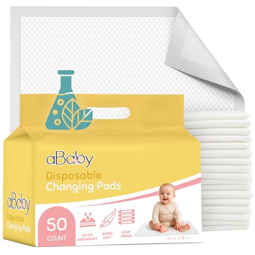 Disposable Changing Pads for Baby (50 Pack) Super Soft and Ultra Absorbent Baby Changing Pad - Leak Proof Diaper Changing Pads for Stress-Free Baby Diaper Changes - White