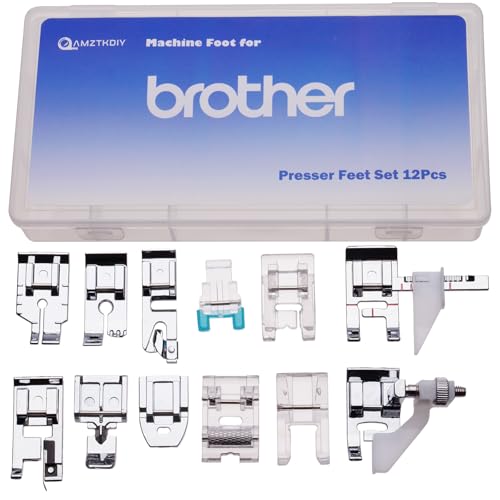 AMZTKDIY Sewing Machine Feet Set Sewing Foot Set Presser Feet Kit Accessories Multifunctional for Brother Singer Babylock Janome Toyota New Home Other Sewing Machines (Presser Foot Set 12 Pcs)