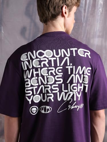 Image of Hubberholme Men Cotton Printed Oversized Round Neck Half Sleeves Tshirts