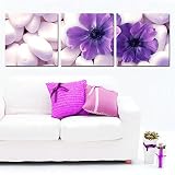 Lot de 3 Diamond Painting Kits Pierres Fleurs Violettes,DIY 5D Diamond Painting Full Kits pour Adultes Enfants,Broderie Diamant Strass Point De Croix Art Décor Murale À La Maison Round Drill,30x30cm