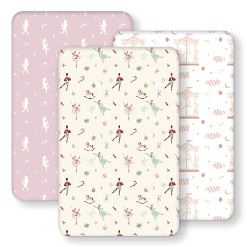 Image of Baby Bedside Bassinet Sheets Fitted, 33 inchx20 inch Compatible with Baby Delight Dream On Me & Most Rectangle Bedside Sleeper Bassinet Mattresses, Super Soft Microfiber Pink Ballet