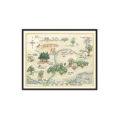 Image of Poster Master Winnie Pooh Poster - Hundred Acre Woods Map Print - Story Book Art - Gift for Boys, Girls & Parents - Chic Decor for Bedroom, Living Room, Nursery or Kid's Room - 16x20 UNFRAMED Wall Art