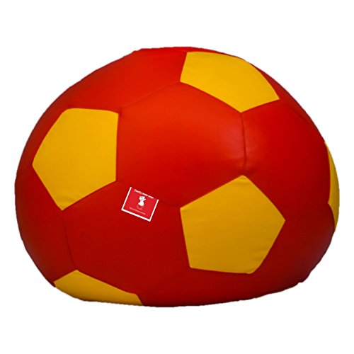 Image of BiggieBean Bags Football XXL Bean Bag Without Fillers Cover (Red and Yellow)