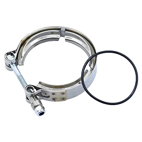 PLENTZOM Turbo V-Band Clamp and O-Ring Seal 3923060 3069053 3883284 Compatible with 94-02 5.9L Dodge Cummins 4BT 6BT 12v, 24v