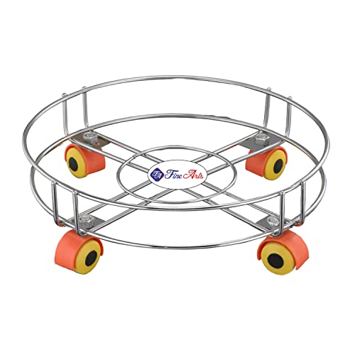 FINE ARTS Stainless Steel Cylinder Trolley with 4 Heavy Wheels | Kitchen Organizer | (B0BVMFCDDX) Amazon Price History, Amazon Price Tracker