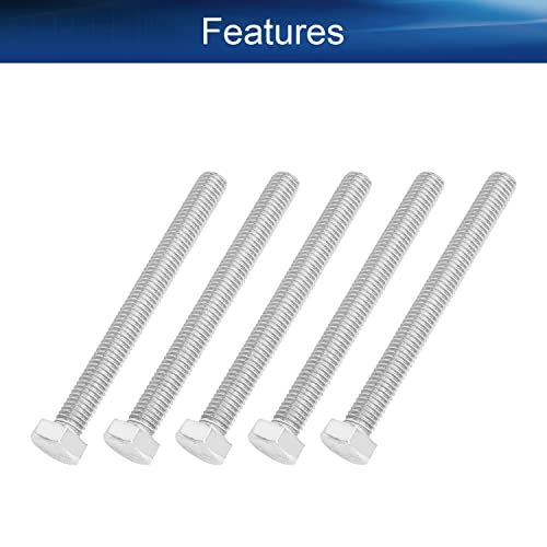 Image of Bettomshin 5Pcs M8 x 80mm Hex Bolts, 304 Stainless Steel 1.25mm Thread Pitch Fully Threaded Metric Hex Head Screw Bolts, Hexagon Screw Bolt, Hex Tap Bolts, Silver (Overall Size 85.45x13x13mm)