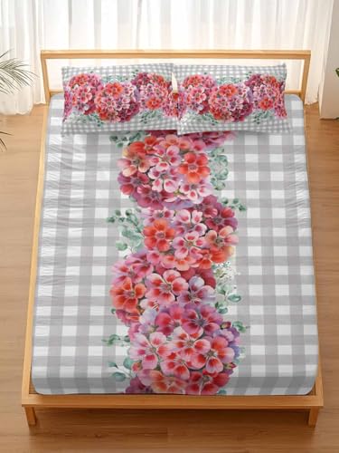 IDOWMAT Watercolor Geranium Flower Leaves Fitted Sheets