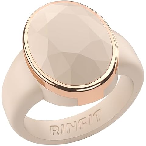 Rinfit Silicone Wedding Bands for Women - Rubber Wedding Band - Oversized Oval - Nude/Metal Rose Gold, Size 6 Cover