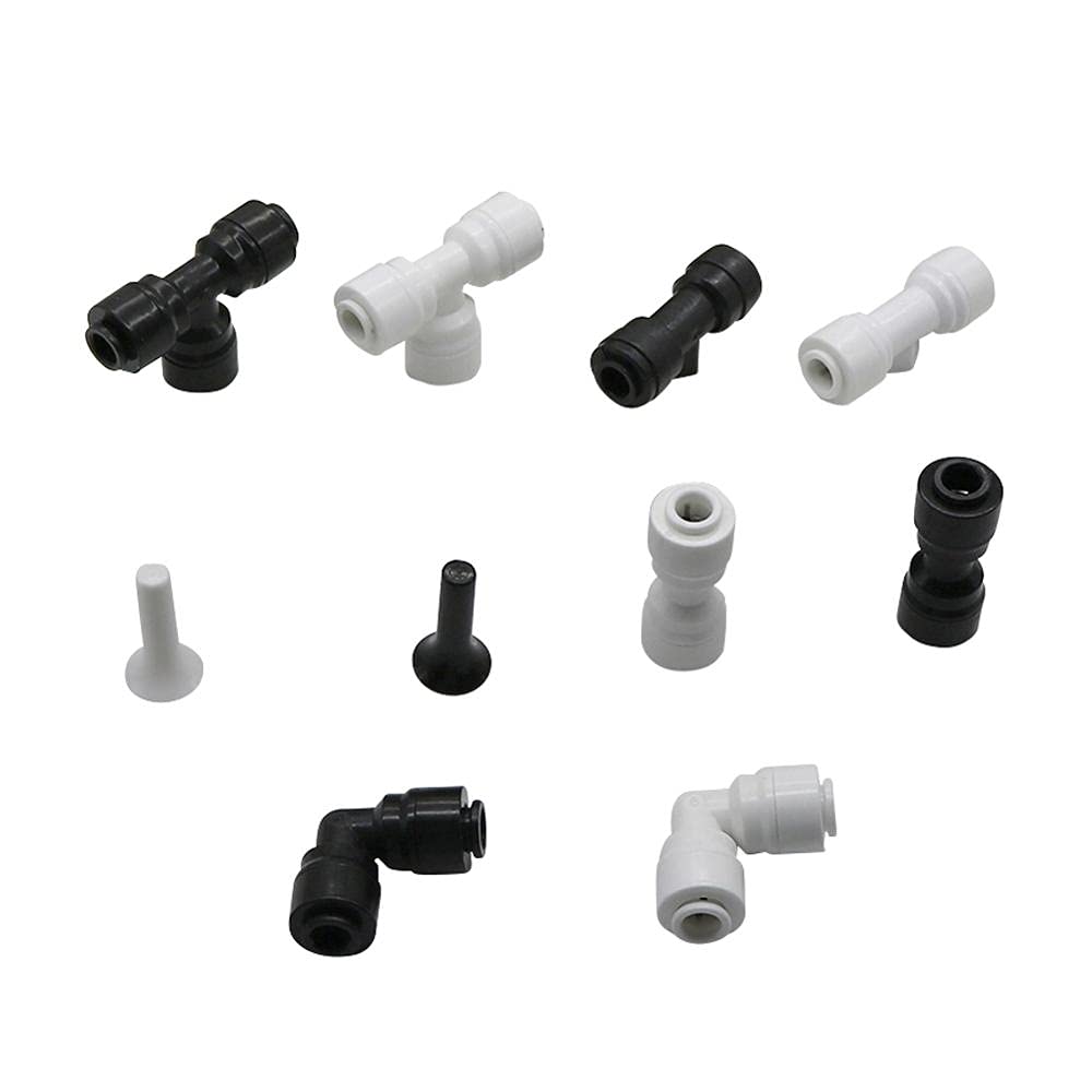 Złącze Qinlu 1/10.2 cm 6,35 mm złącze grodziowe trójnik łokieć akwarium szybkie sprzęgło system wodny plastikowe złączki rurowe, trwałość (11)