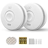 Smoke Alarms for Home Fire Alarm Battery Conforms to EN14604, 2 Pack Wireless Smoke Detector with LED Indicator & Test Silence Button Fire Alarms Operated for Home, Standalone - Image 1