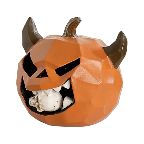 Lueear Adornos de calabaza de Halloween – Figuras de resina de fantasma de Halloween, adornos pequeños para decoración del hogar, centros de mesa para fiestas, carnavales, cumpleaños, ventana, estante