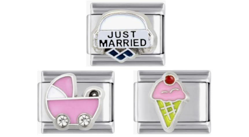 3pcs Bundle Charm Links- fits all classic 9mm Italian Style Charm Bracelet- UK stock