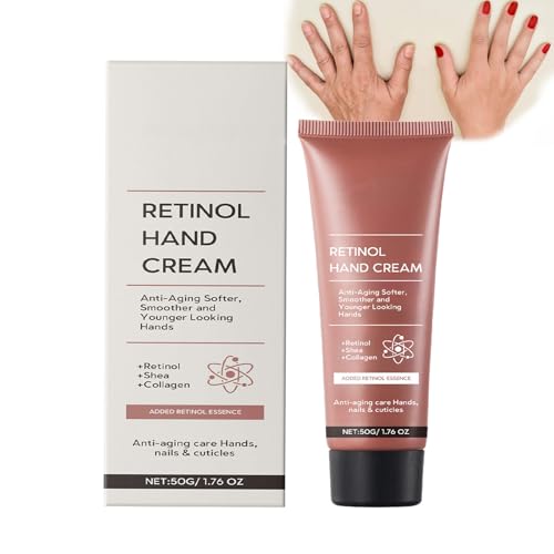 Crema de manos antienvejecimiento con retinol, colágeno y manteca de karité, bálsamo de manos reafirmante antiarrugas, loción de manos hidratante para manos secas y agrietadas, cuidado diario sin