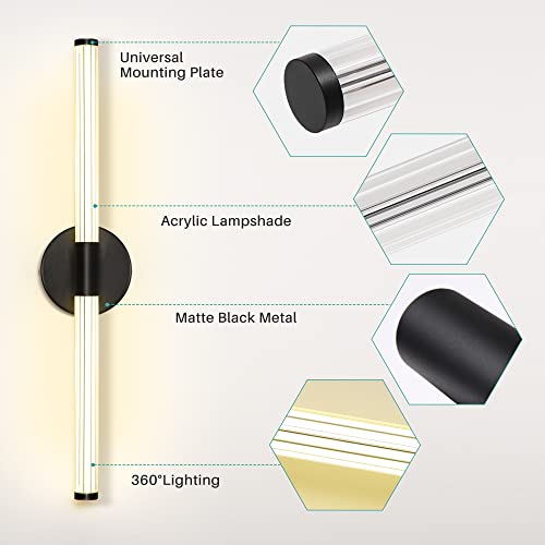 Osgner Led Vanity Light Fixtures, Black Wall Sconce Led Bathroom Light Fixture Over Mirror 23Inch Modern Vanity Lighting Bar 20W 4000K Vanity Lights For Bathroom Bedroom Living Room #TOP3