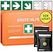 Produktbild Erste Hilfe Kasten DIN 13157 Small - Inkl. Beatmungstuch (2x), praktischer Wandhalterung, 5x Aufkleber, Gesichtsmasken & Feuchttücher - Verbandskasten DIN 13157 für Betriebe, Einrichtungen & Zuhause
