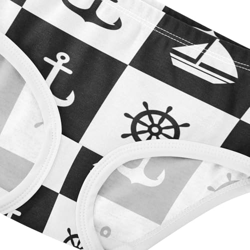 Nautical Black White Checkerboard Little Girl Panties Toddler Girls Underwear Cotton Pattern Underpants Briefs 2t4