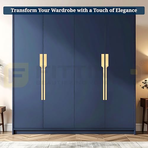 Image of Goldcrest 47cm Handle for Wardrobe & Cabinet /Cupboard Handle /Wardrobe Handle /450mm Hole to Hole (PVD Gold) Pack of 2 (Left - Right)-| 3 Years Warranty |