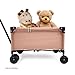 509 Crew: Little Wagon - Pink - Folding Pull-Along Cart, Adjustable Handle, Canvas-Metal Frame, Transport Toys-Dolls-Stuffed Animals, Kids 3+
