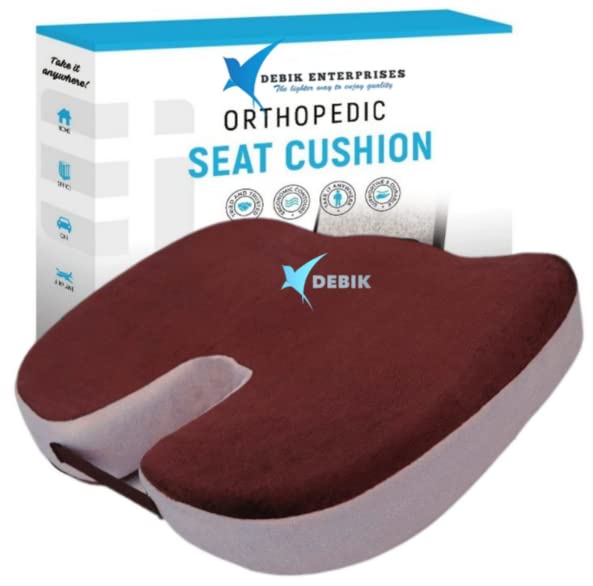 DEBIK® | Coccyx, Tailbone, Sciatica, Lower Back Support and Pain Relief Seat Cushion with Removable Cover Fits Most Desk, Computer Chairs and Car Seats (Red-Grey), Memory Foam (B0B2M7DLJY) Amazon Price History, Amazon Price Tracker