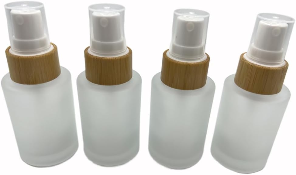 Empty Cosmetic Glass Spray Bottles 1oz/30ml 4 PACK with Fine Mist Dispenser for Liquid Perfume Toiletries Containers,Toner Containers(Frost Clear)