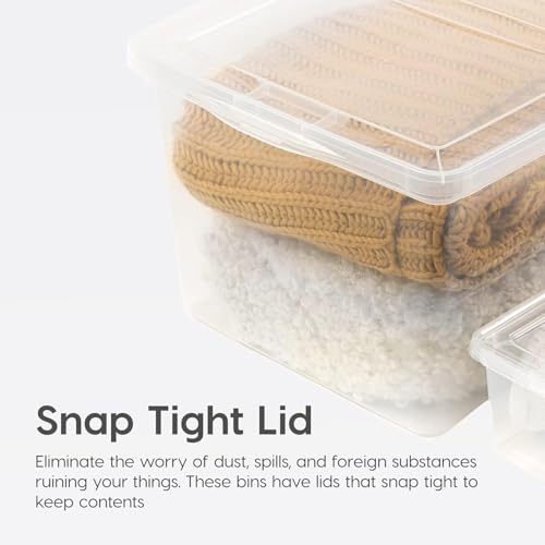 Image of IRIS USA 6-Pack Storage Bins with Lids, 6 Quart - Crystal Clear, Shoe Boxes Stackable Containers Organize Shoes Closet Shelves, Teacher Tools Classroom Organization, Game - BPA-Free Plastic