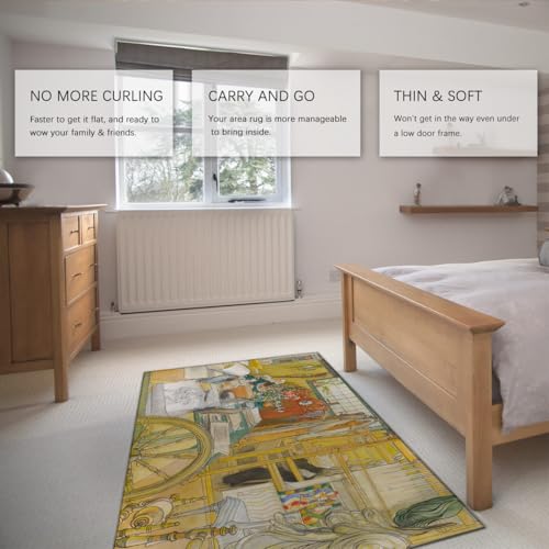 Tapis 60x90cm d art classique vintage lavable et antidérapant pour salon