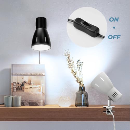 Milpoel Clip On Desk Lamp with E27 Bulb Holder, Clamp Light with Switch, UK Plug, Portable Reading Lamp for Table Bedside - Image 4