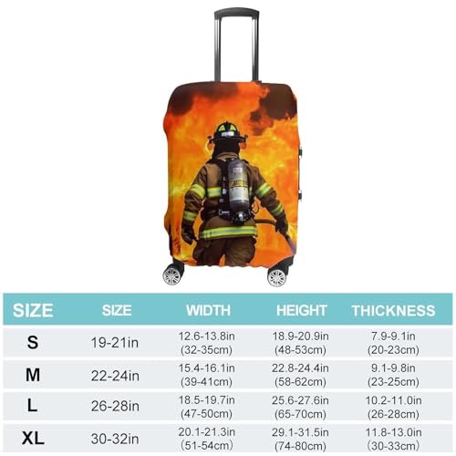 Firefighter Fireman Flame Luggage Cover, Washable Elastic Suitcase Cover Protector Fit 18-32 Inch Luggage2