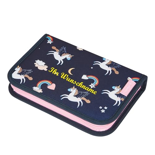 Herlitz Federtasche mit Namensgravur - Federmappe - Schüleretui 19tlg Einhorn