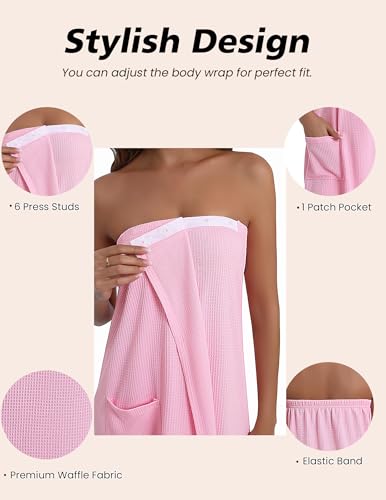 Image of Ekouaer Waffle Robes For Women Bath Wraps Lightweight Knee Length Soft Shower Robe with Pocket S-L