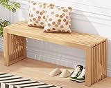 Toolola Bamboo Dining Bench, 35-inch Sleek Design Entryway Shoe Rack Bench, Indoor Kitchen Table Bench, Waterproof Outdoor Bench, Natural